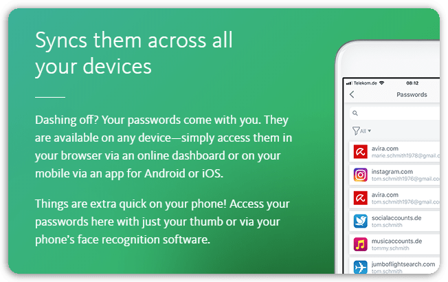 Avira Password Manager Pro - Syncs across all devices