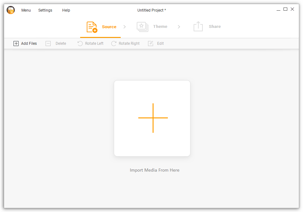 Wondershare fotophire Slideshow Maker - Main Interface