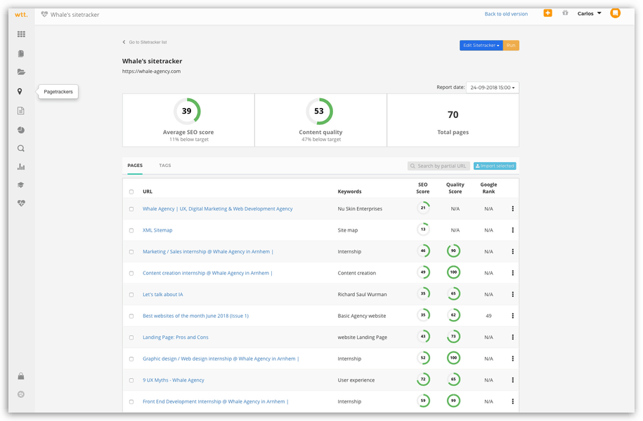 Webtexttool - Page Trackers