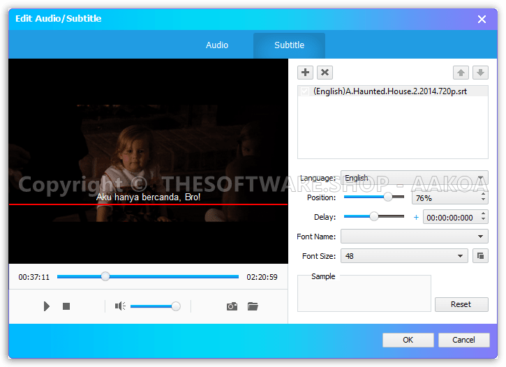 AnyMP4 Blu-ray Creator - Edit Audio Subtitle