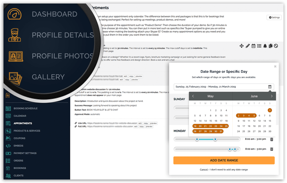 Book Like A Boss - Dashboard