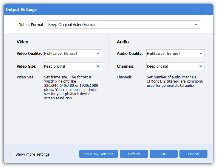 Gilisoft Video Watermark Removal Tool - Output Settings