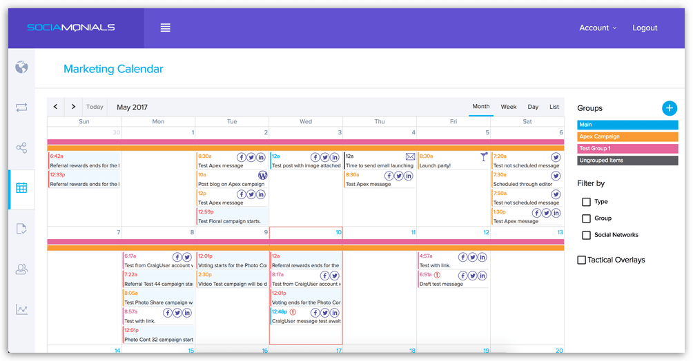 Sociamonials - Calendar
