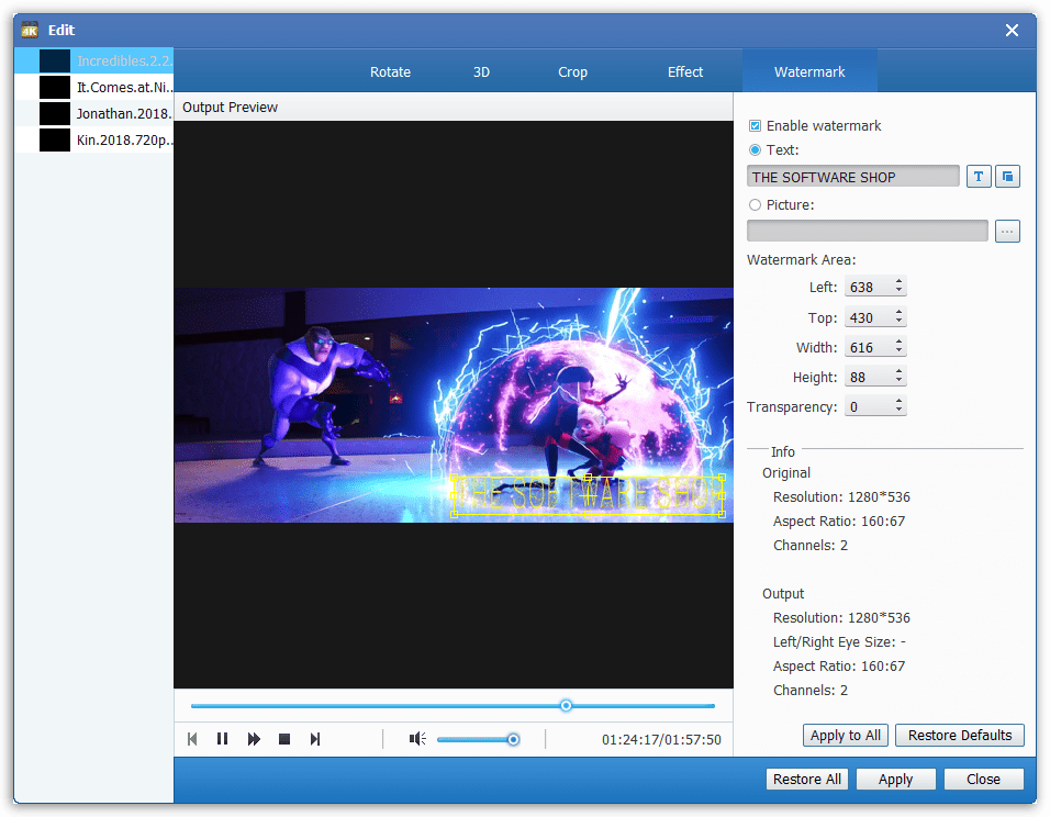 Tipard 4K UHD Converter - Editing Waternark