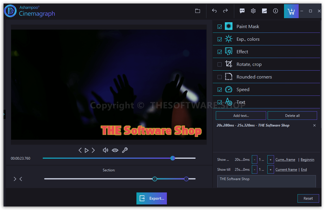 Ashampoo Cinemagraph - Editing