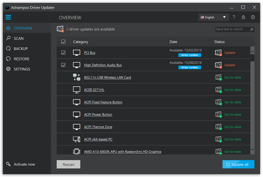Ashampoo Driver Updater - Overview