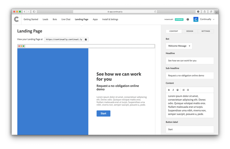 Continually Landing Page