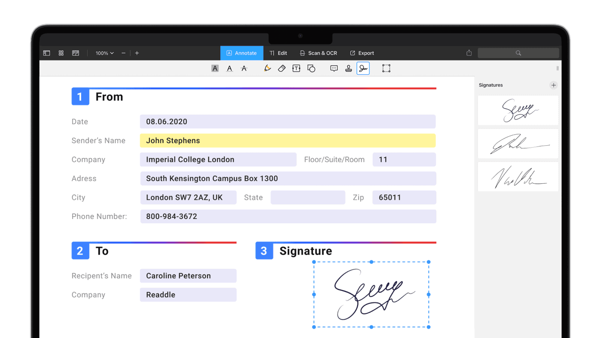 PDF Expert Premium Mac Form Filling and Signing