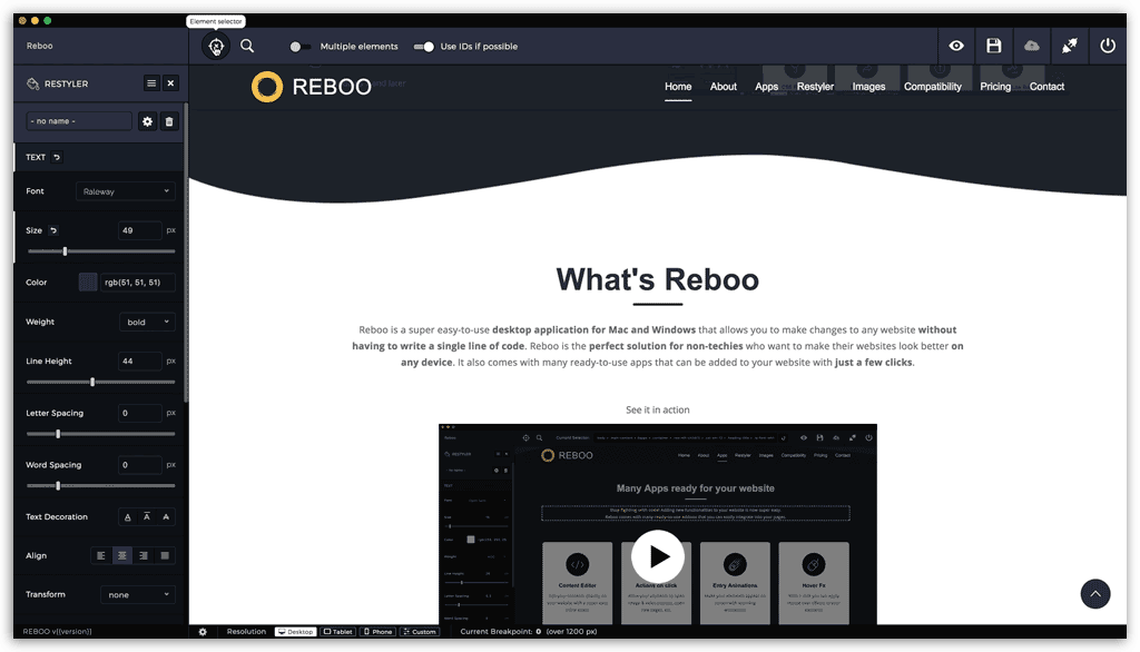 Reboo Styler Interface
