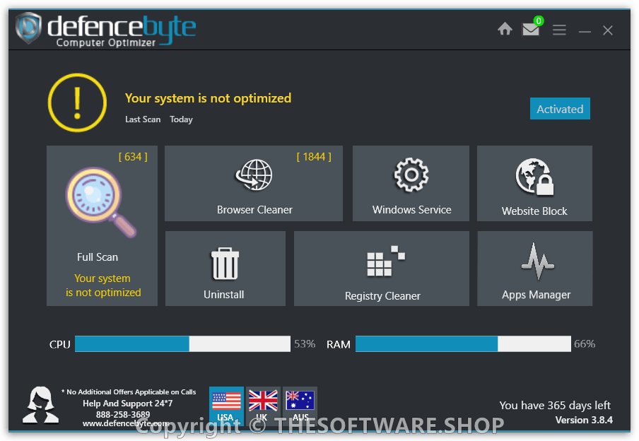 defencebyte Computer Optimizer Main Interface