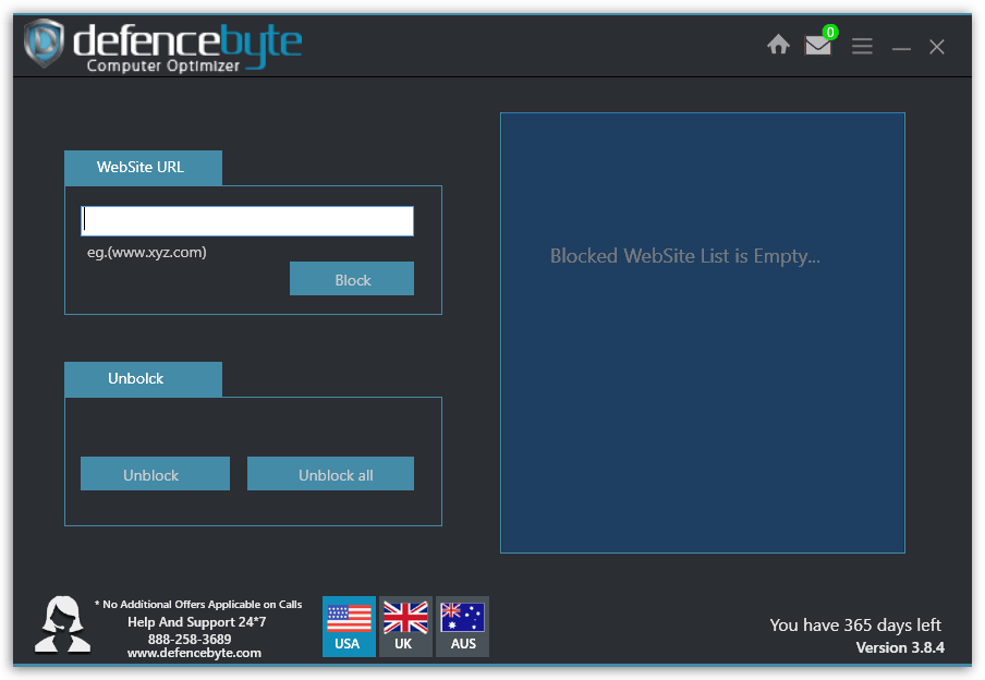 defencebyte Computer Optimizer - URL Website Block