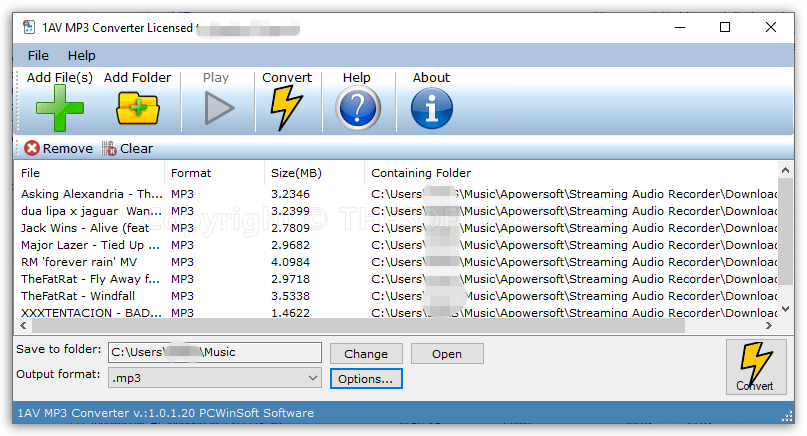1AV MP3 Converter Licensed