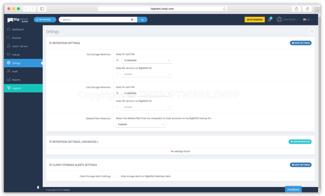 BigMIND Business - Settings