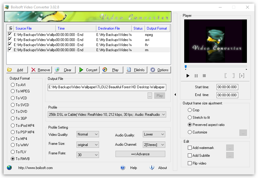 BoilSoft Video Converter - Main Interface