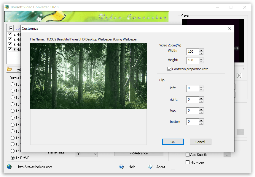 BoilSoft Video Converter - Video Zoom or Clip
