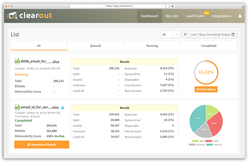 Clearout Bulk Validation
