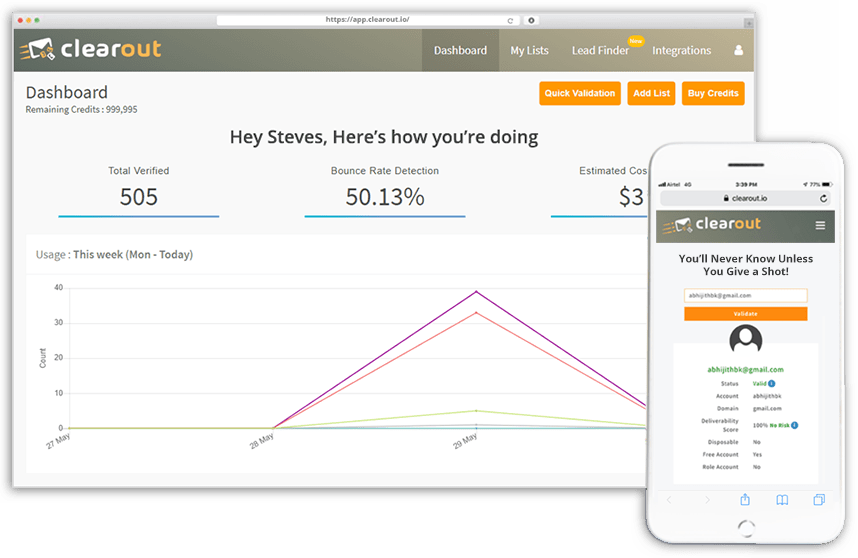 Clearout Singe Validation