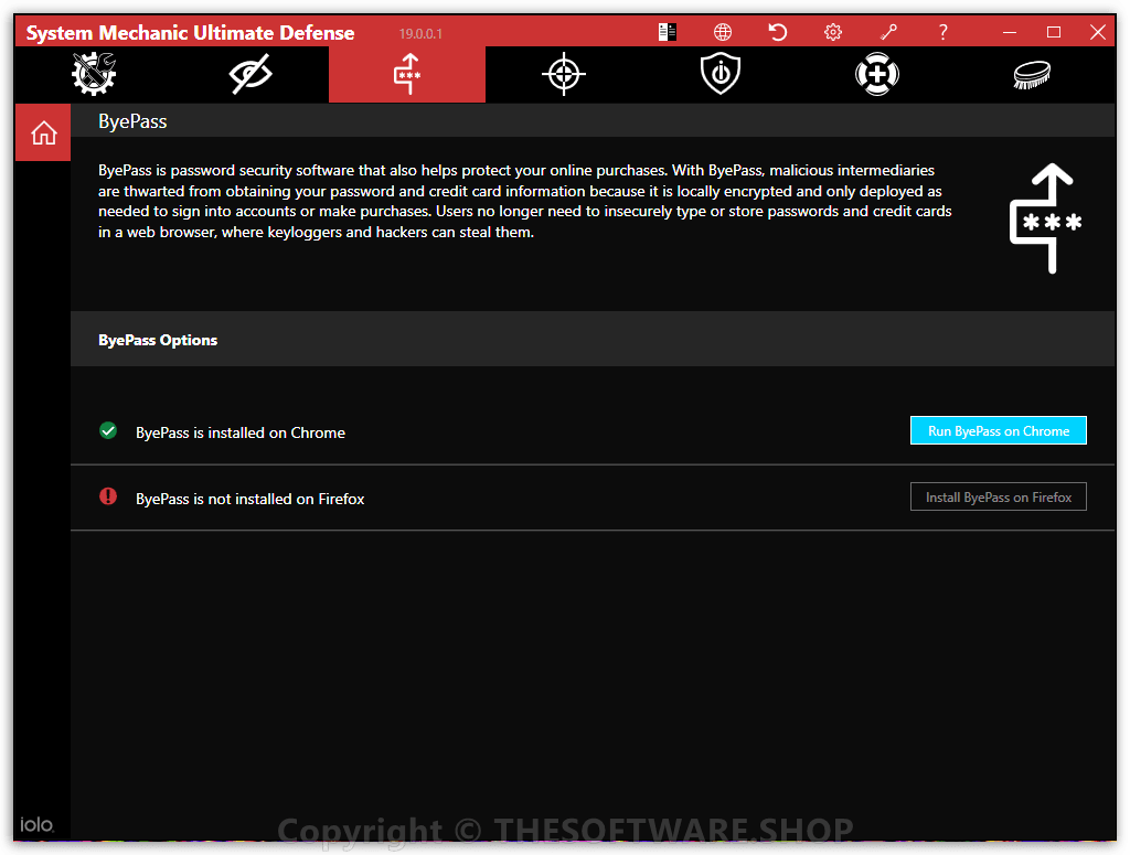 System Mechanic Ultimate Defense - ByePass Password Manager