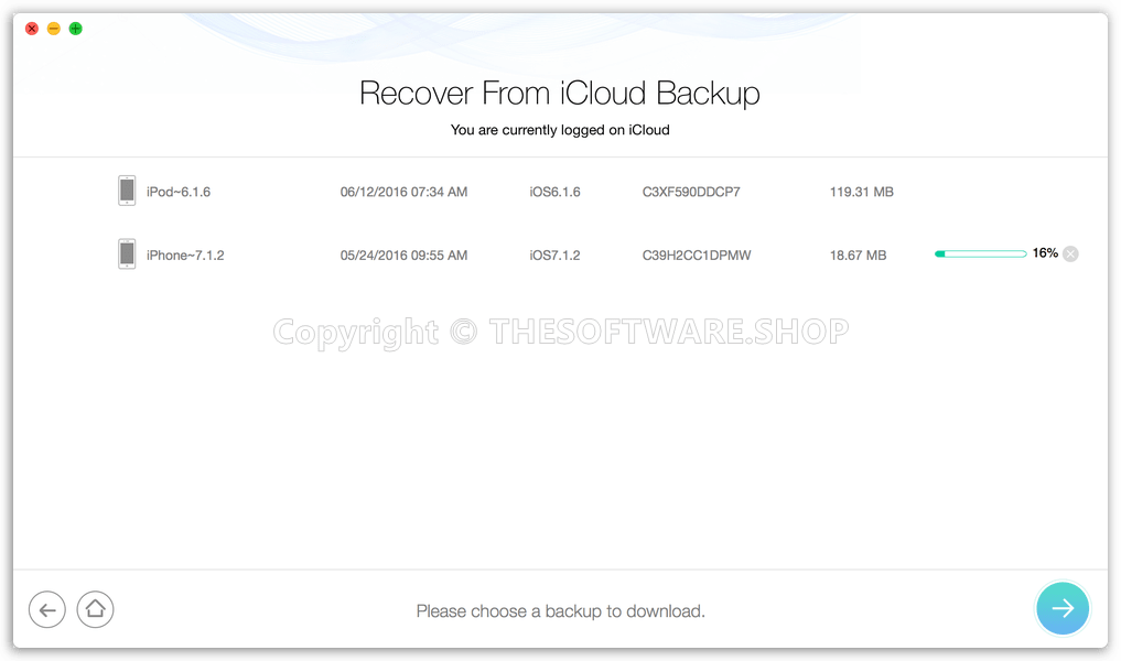 PhoneRescue for iOS - Recover from iCloud Backup