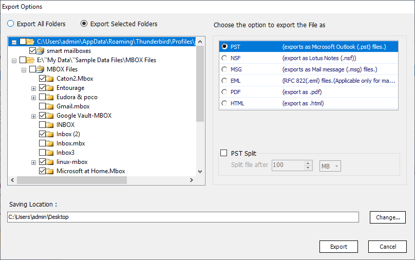  Export Options