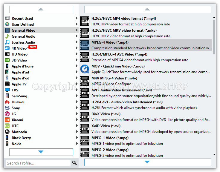 ANYMP4 DVD Converter - Formats