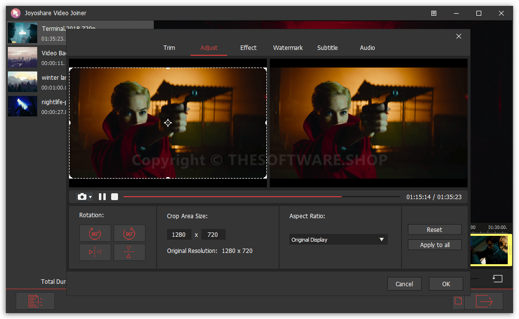 Joyoshare Video Joiner - Adjust