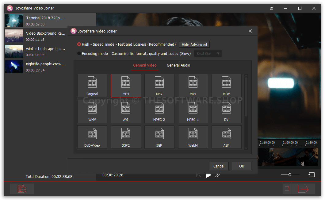 Joyoshare Video Joiner - Formats