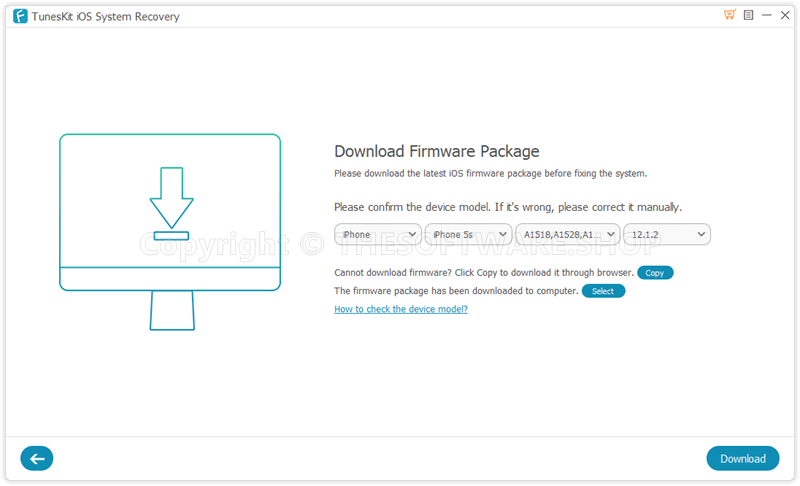 TunesKit iOS System Recovery - Download Firmware
