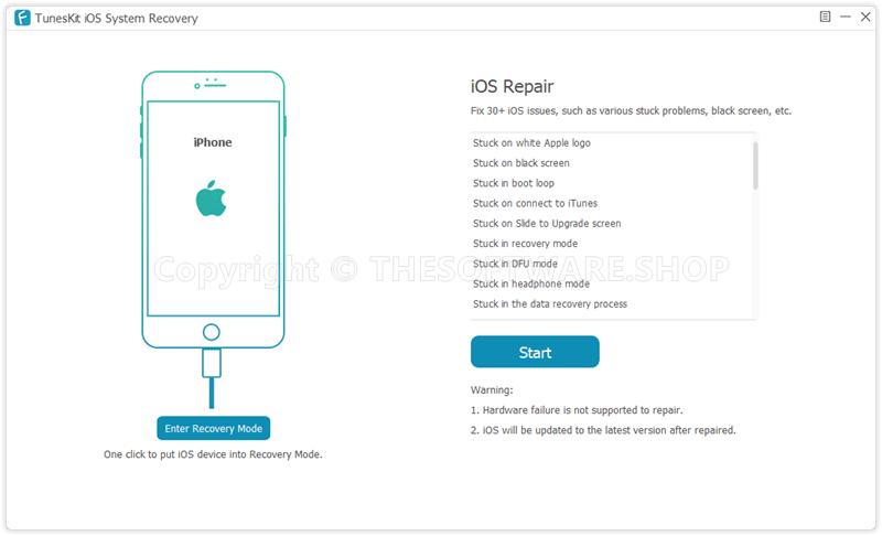 TunesKit iOS System Recovery - Start