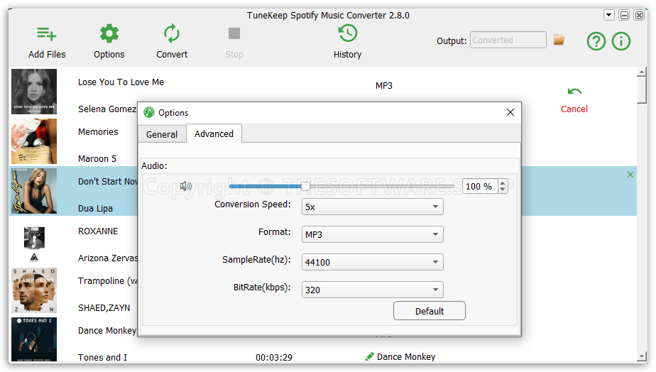 TuneKeep Spotify Music Converter Settings