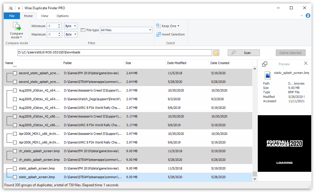 Wise Duplicate Finder PRO 2 - Result