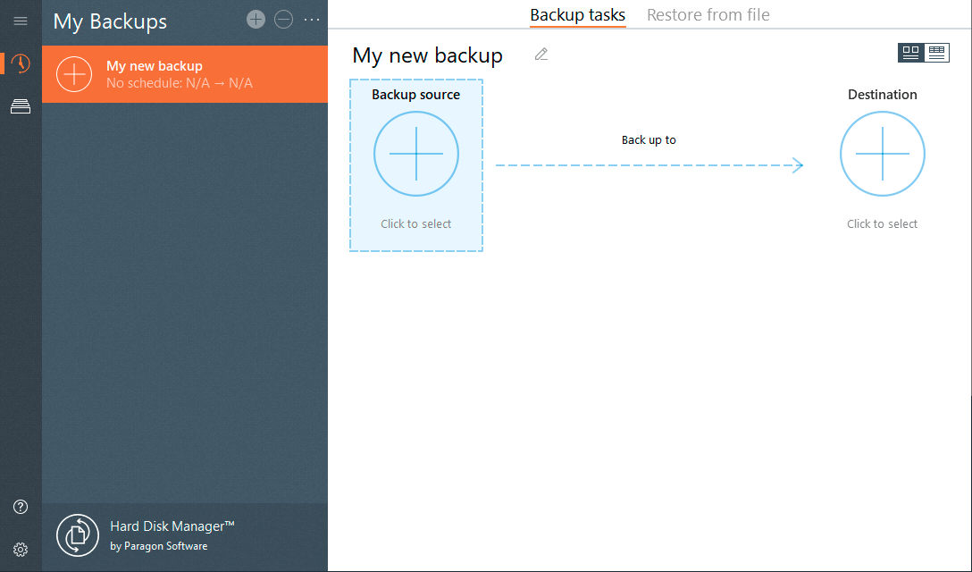 Paragon Hard Disk Manager Advanced - New Backup