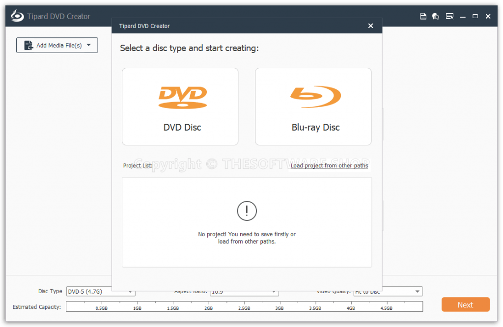 Tipard DVD Creator - Start Interface