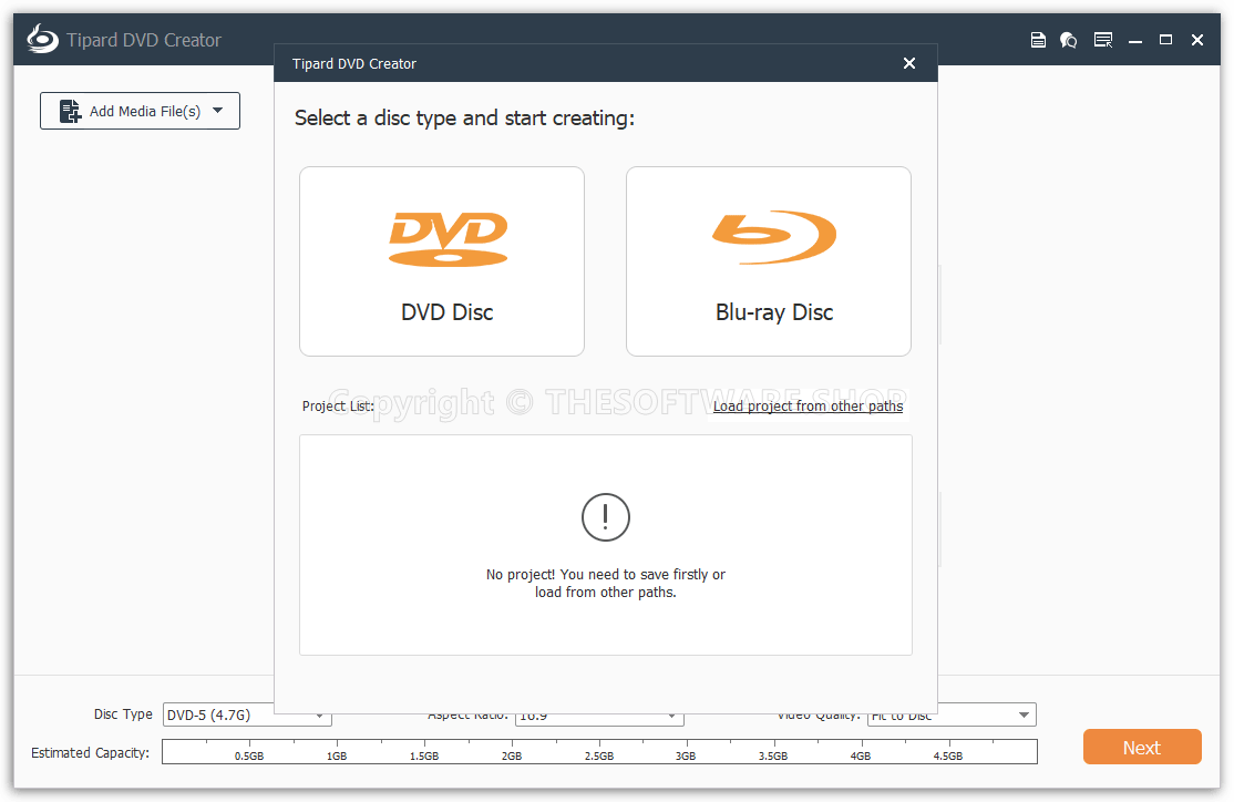 Tipard DVD Creator - Start Interface