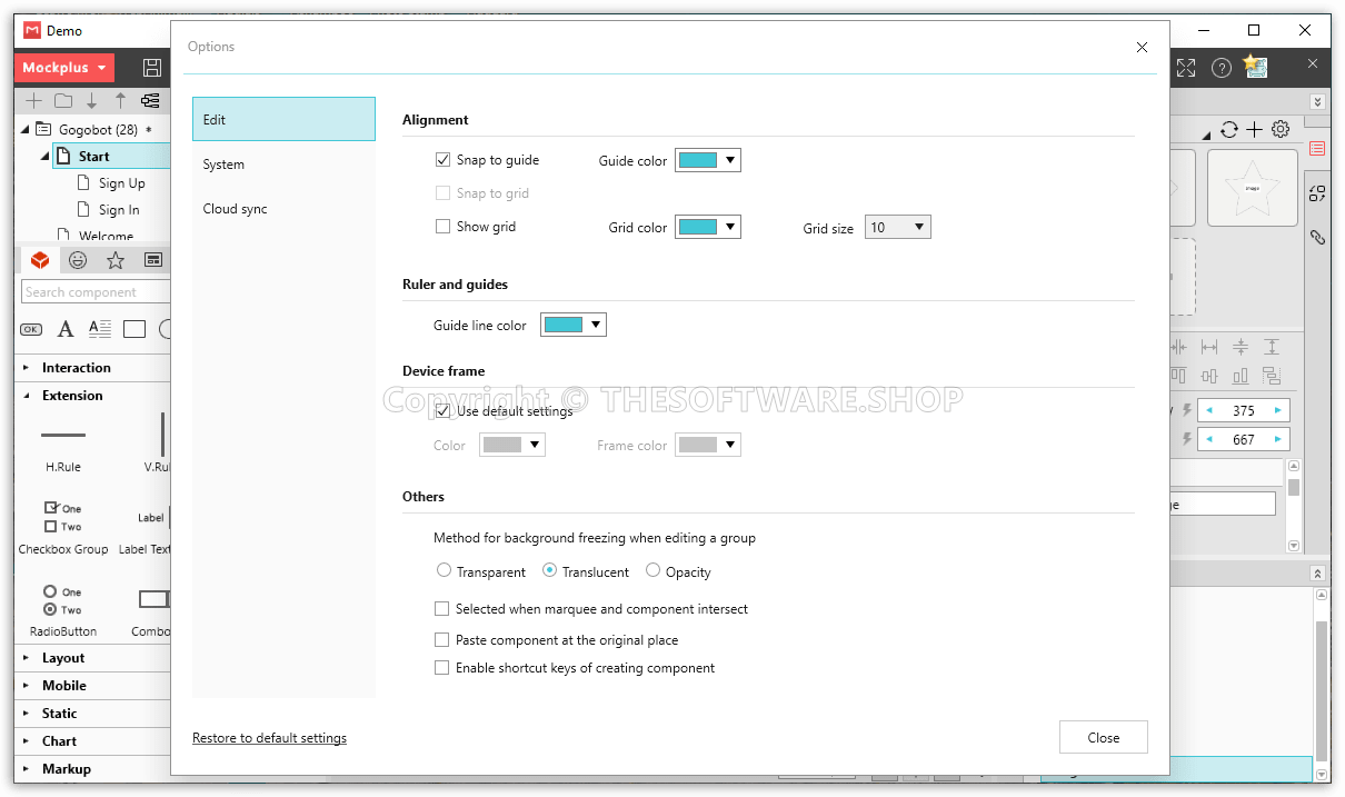 Mockplus RP - Options