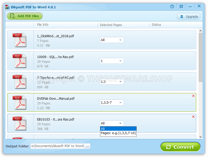 iSkysoft PDF to Word Converter - Choose Pages