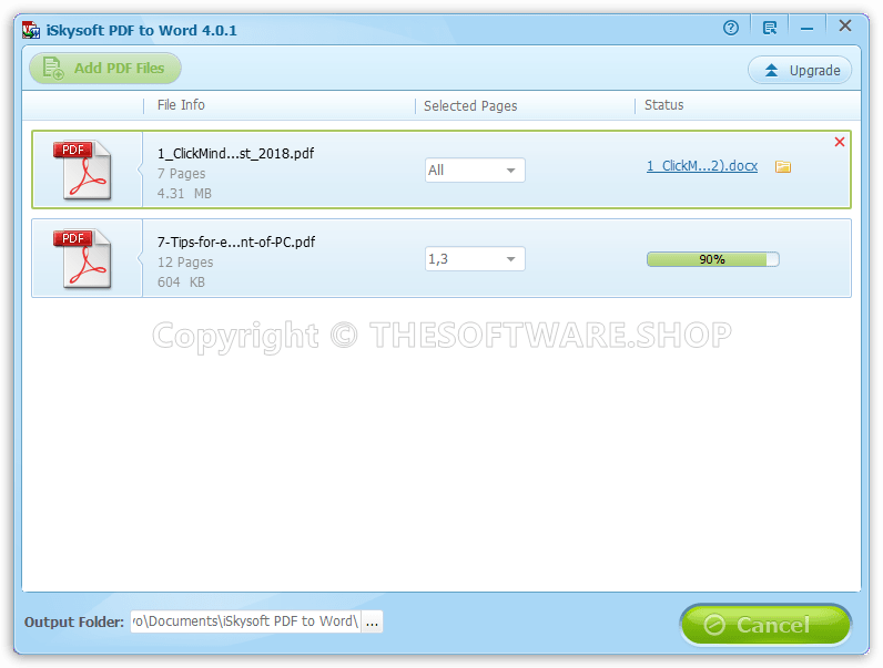 iSkysoft PDF to Word Converter - Converting
