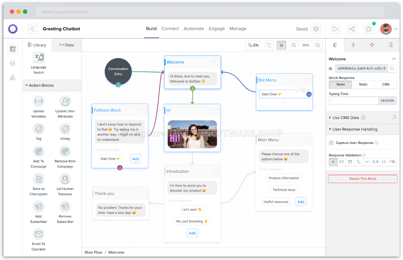 BotStar Chatbot Builder Screenshot
