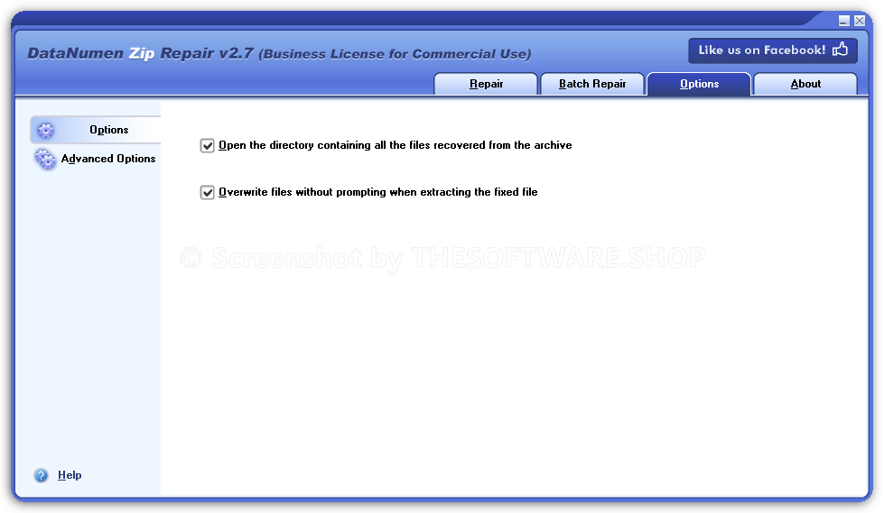 Datanumen ZIP Repair Options