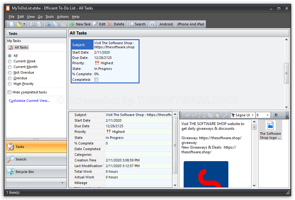 Efficient to-Do List - Black Skin