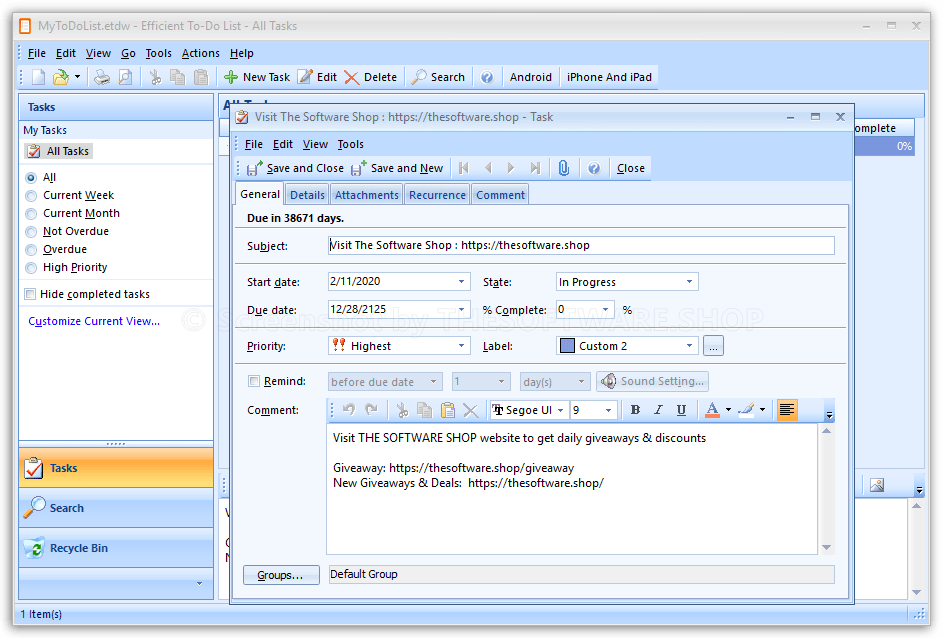 Efficient to-Do List New Task