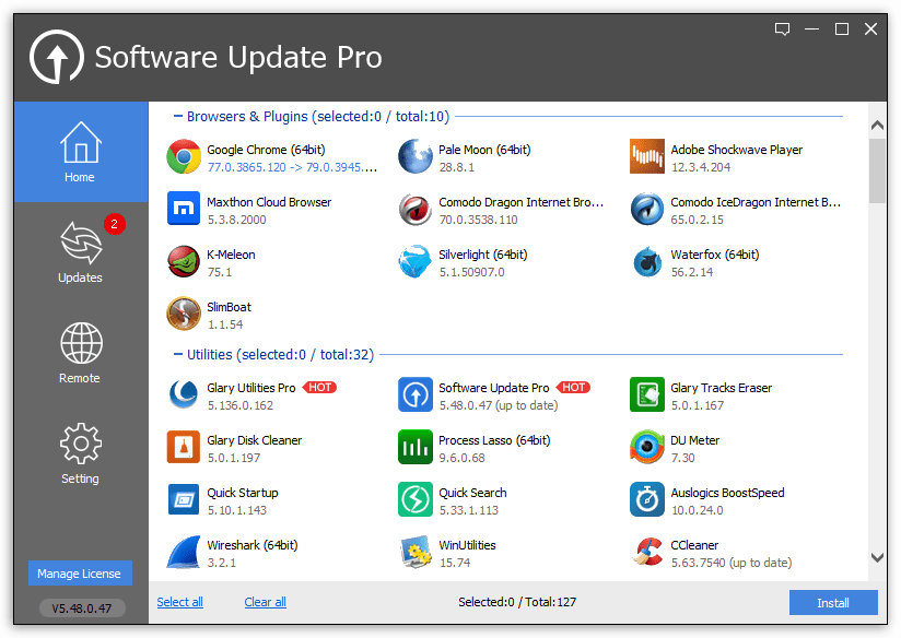 Glarysoft Software Update Pro Screenshot