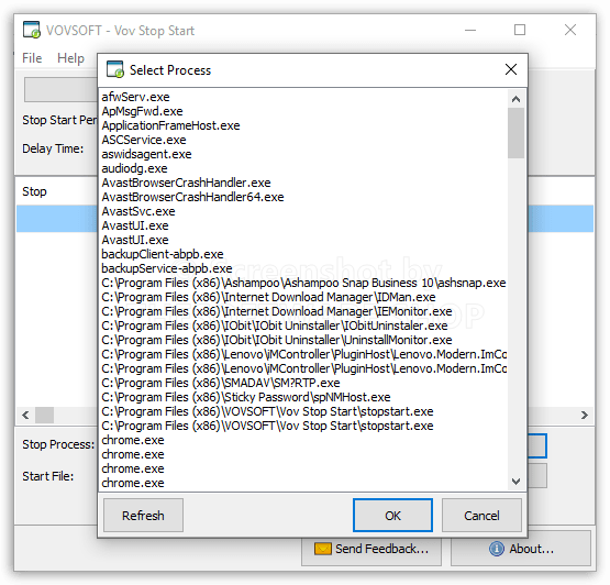 Vov Stop Start - Select Process