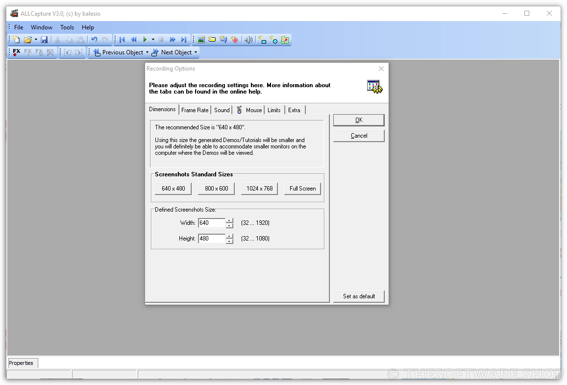 Balesio ALLCapture New Project Recording Options