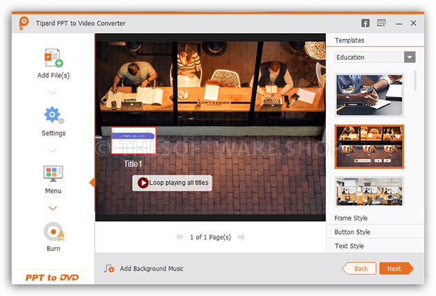 Tipard PPT to Video Converter - DVD Menu