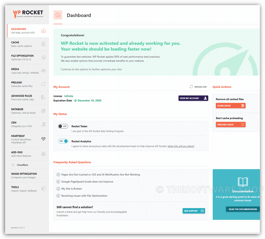 WP Rocket Dashboard
