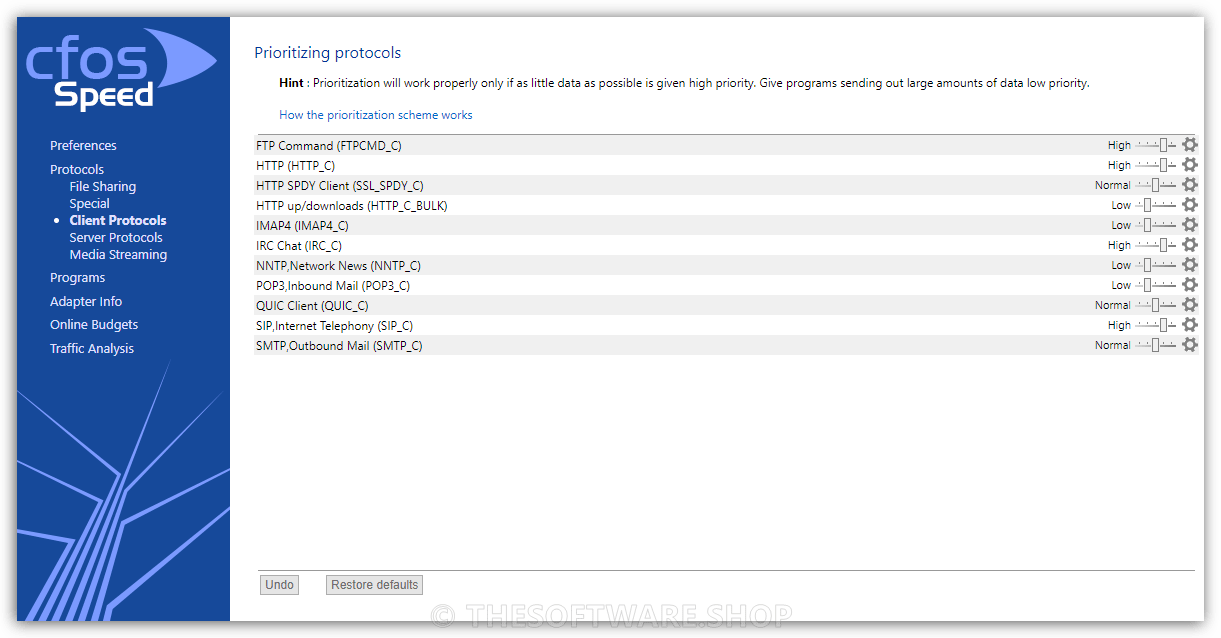 cFosSpeed - Protocols
