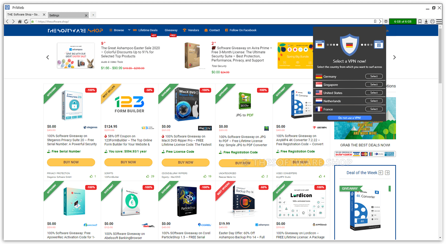 Abelssoft PriWeb Screenshot