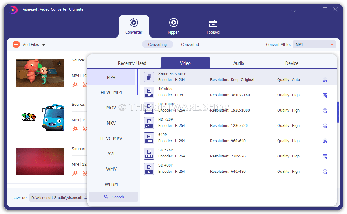 Aiseesoft Video Converter Ultimate - Format Profiles