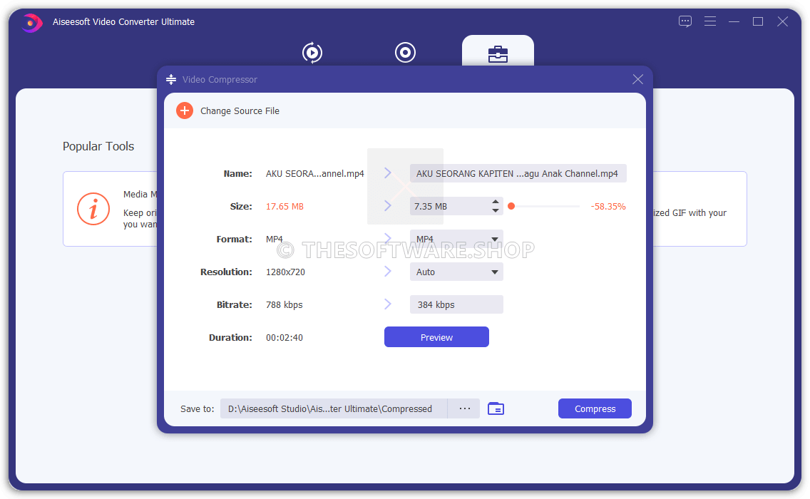 Aiseesoft Video Converter Ultimate Video COmpressor Screenshot